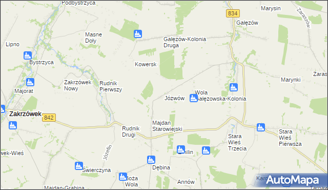 mapa Józwów, Józwów na mapie Targeo