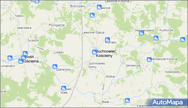 mapa Juchnowiec Górny, Juchnowiec Górny na mapie Targeo