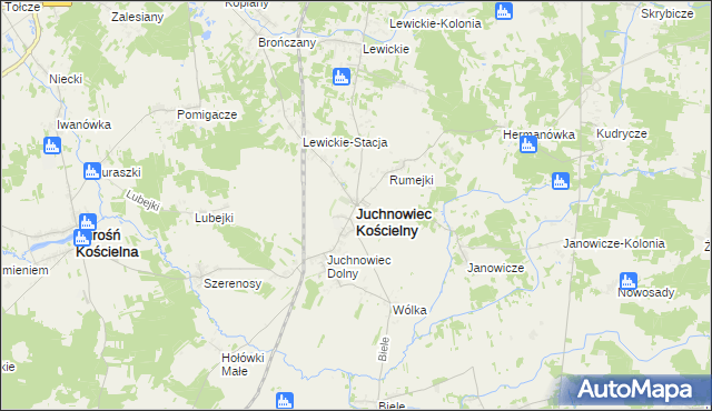 mapa Juchnowiec Kościelny, Juchnowiec Kościelny na mapie Targeo