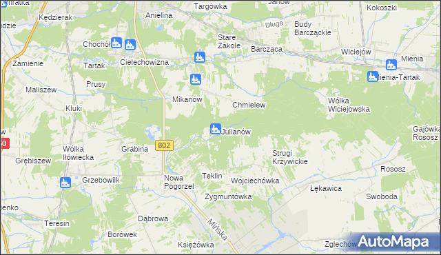 mapa Julianów gmina Siennica, Julianów gmina Siennica na mapie Targeo