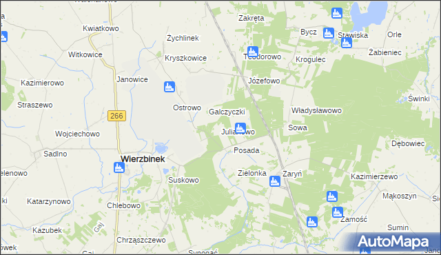 mapa Julianowo gmina Wierzbinek, Julianowo gmina Wierzbinek na mapie Targeo