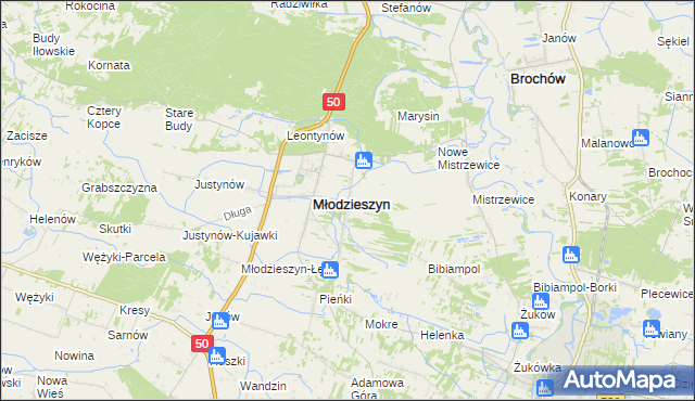 mapa Juliopol gmina Młodzieszyn, Juliopol gmina Młodzieszyn na mapie Targeo