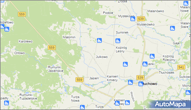 mapa Julkowo, Julkowo na mapie Targeo