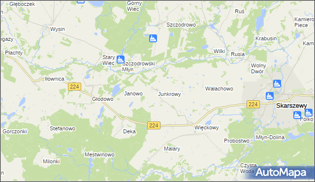 mapa Junkrowy, Junkrowy na mapie Targeo