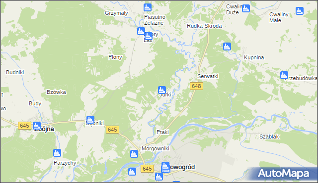 mapa Jurki gmina Zbójna, Jurki gmina Zbójna na mapie Targeo