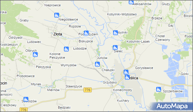 mapa Jurków gmina Wiślica, Jurków gmina Wiślica na mapie Targeo