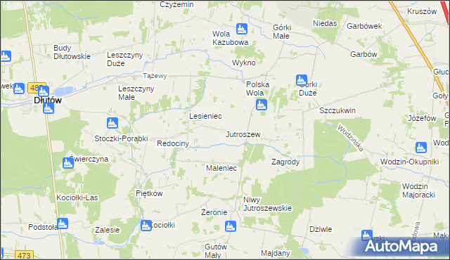 mapa Jutroszew, Jutroszew na mapie Targeo