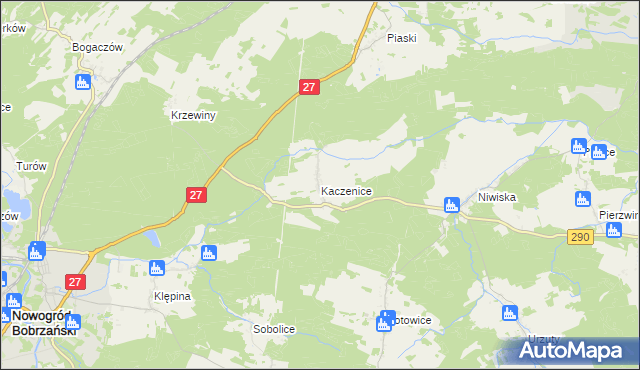 mapa Kaczenice, Kaczenice na mapie Targeo