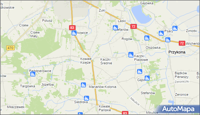 mapa Kaczki Średnie, Kaczki Średnie na mapie Targeo