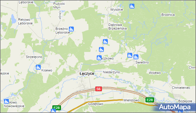 mapa Kaczkowo gmina Łęczyce, Kaczkowo gmina Łęczyce na mapie Targeo