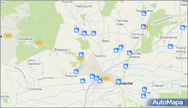 mapa Kaczory gmina Odolanów, Kaczory gmina Odolanów na mapie Targeo