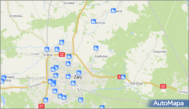 mapa Kadłubia, Kadłubia na mapie Targeo