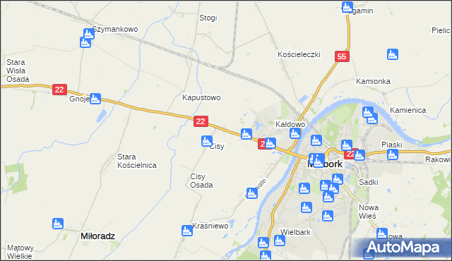 mapa Kałdowo gmina Malbork, Kałdowo gmina Malbork na mapie Targeo