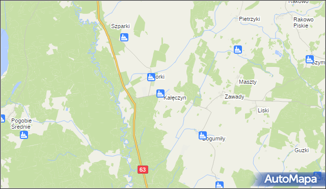 mapa Kałęczyn gmina Pisz, Kałęczyn gmina Pisz na mapie Targeo