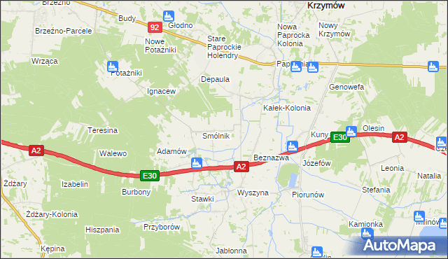 mapa Kałek gmina Krzymów, Kałek gmina Krzymów na mapie Targeo