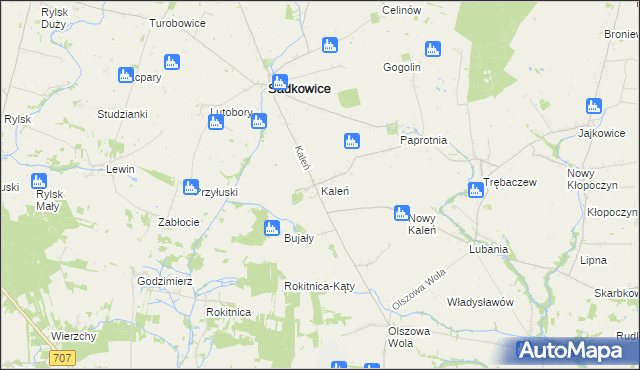 mapa Kaleń gmina Sadkowice, Kaleń gmina Sadkowice na mapie Targeo