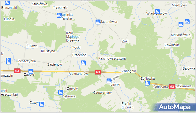 mapa Kalichowszczyzna, Kalichowszczyzna na mapie Targeo