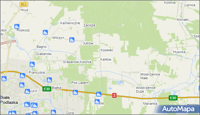 mapa Kaliłów, Kaliłów na mapie Targeo