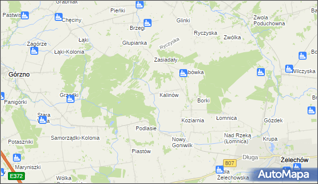 mapa Kalinów gmina Żelechów, Kalinów gmina Żelechów na mapie Targeo