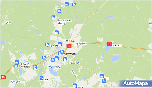 mapa Kalinówka gmina Mirosławiec, Kalinówka gmina Mirosławiec na mapie Targeo