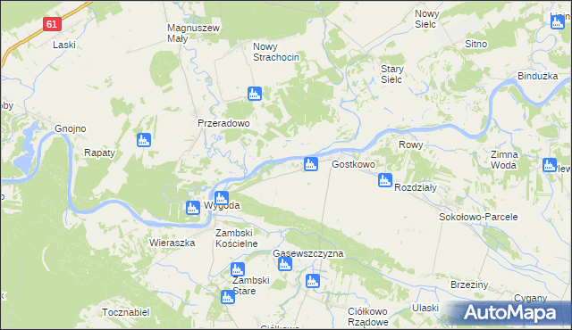 mapa Kalinowo gmina Obryte, Kalinowo gmina Obryte na mapie Targeo