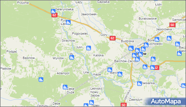 mapa Kaliska gmina Łochów, Kaliska gmina Łochów na mapie Targeo