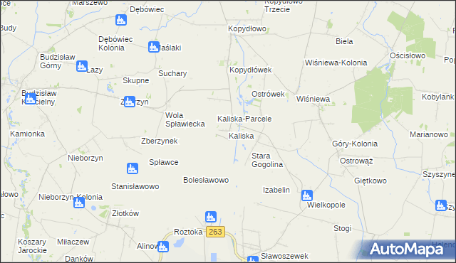 mapa Kaliska gmina Wilczyn, Kaliska gmina Wilczyn na mapie Targeo