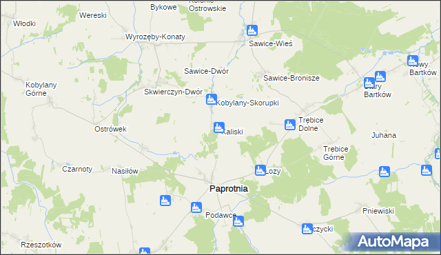 mapa Kaliski gmina Paprotnia, Kaliski gmina Paprotnia na mapie Targeo