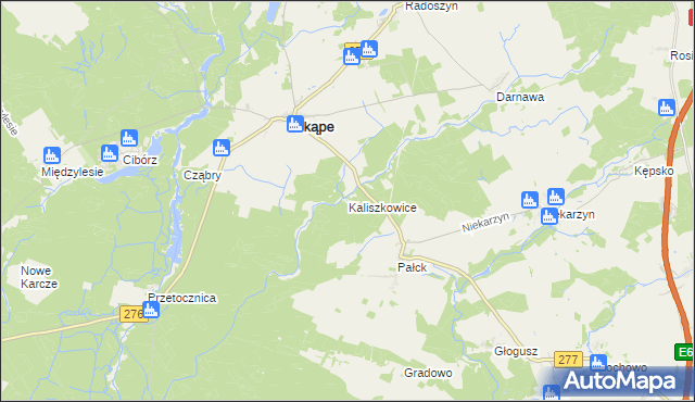 mapa Kaliszkowice gmina Skąpe, Kaliszkowice gmina Skąpe na mapie Targeo