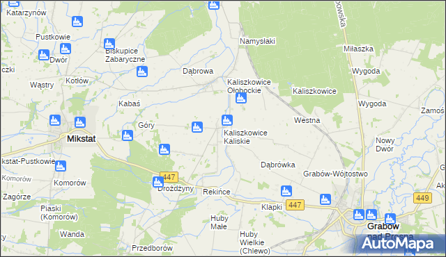 mapa Kaliszkowice Kaliskie, Kaliszkowice Kaliskie na mapie Targeo