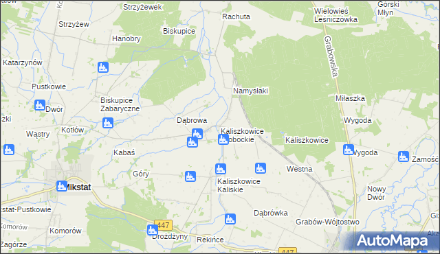 mapa Kaliszkowice Ołobockie, Kaliszkowice Ołobockie na mapie Targeo