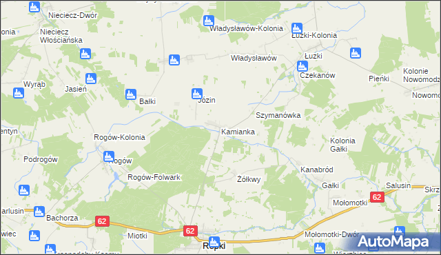 mapa Kamianka gmina Repki, Kamianka gmina Repki na mapie Targeo