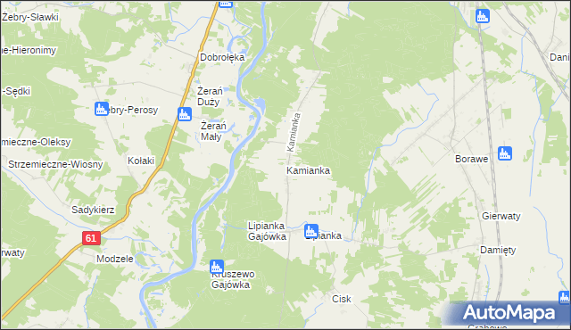 mapa Kamianka gmina Rzekuń, Kamianka gmina Rzekuń na mapie Targeo