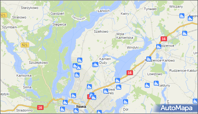 mapa Kamień Duży gmina Iława, Kamień Duży gmina Iława na mapie Targeo