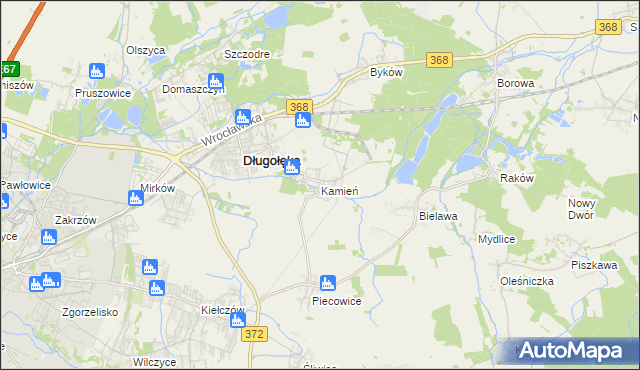 mapa Kamień gmina Długołęka, Kamień gmina Długołęka na mapie Targeo