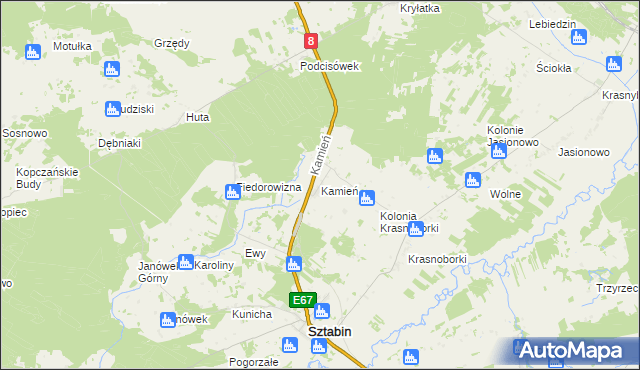 mapa Kamień gmina Sztabin, Kamień gmina Sztabin na mapie Targeo