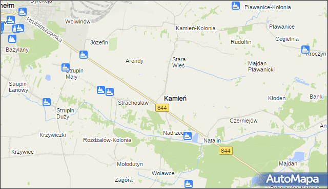mapa Kamień powiat chełmski, Kamień powiat chełmski na mapie Targeo