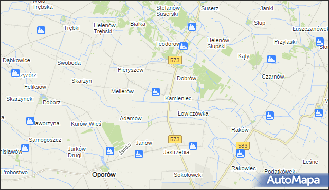 mapa Kamieniec gmina Szczawin Kościelny, Kamieniec gmina Szczawin Kościelny na mapie Targeo