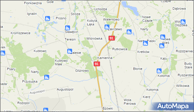 mapa Kamienna gmina Lubień Kujawski, Kamienna gmina Lubień Kujawski na mapie Targeo