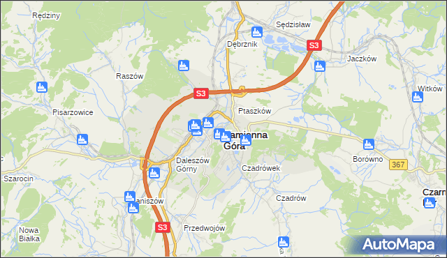 mapa Kamienna Góra, Kamienna Góra na mapie Targeo