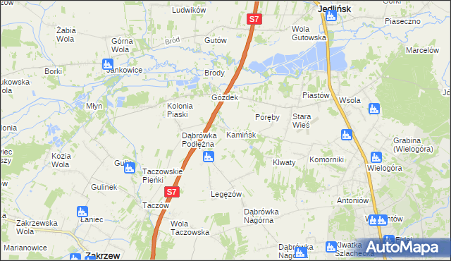 mapa Kamińsk gmina Jedlińsk, Kamińsk gmina Jedlińsk na mapie Targeo