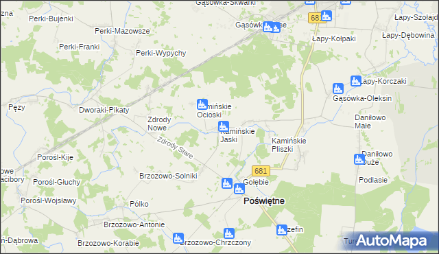 mapa Kamińskie Jaski, Kamińskie Jaski na mapie Targeo