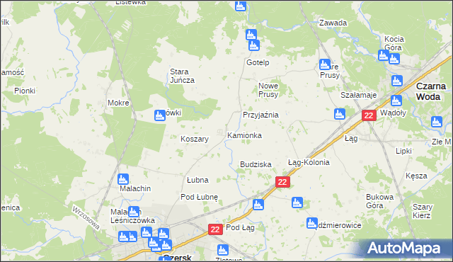 mapa Kamionka gmina Czersk, Kamionka gmina Czersk na mapie Targeo