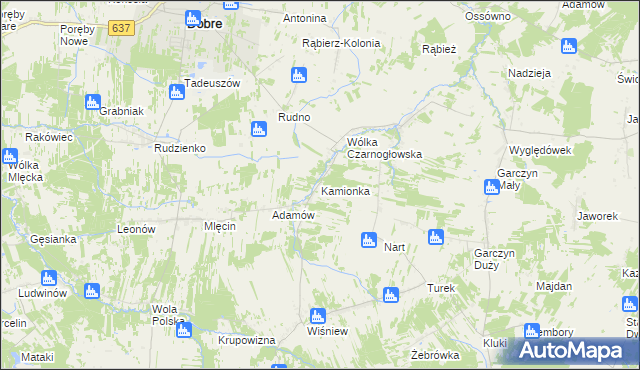 mapa Kamionka gmina Jakubów, Kamionka gmina Jakubów na mapie Targeo