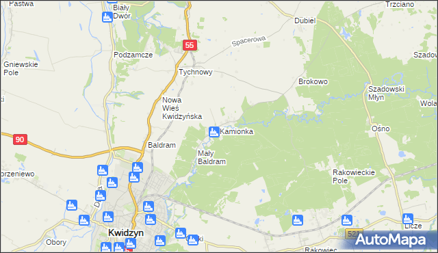 mapa Kamionka gmina Kwidzyn, Kamionka gmina Kwidzyn na mapie Targeo