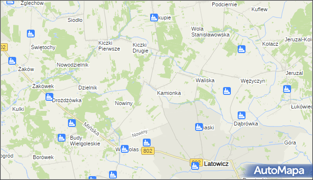 mapa Kamionka gmina Latowicz, Kamionka gmina Latowicz na mapie Targeo