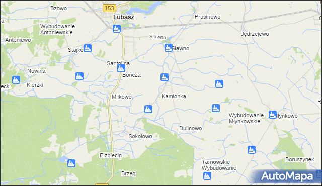 mapa Kamionka gmina Lubasz, Kamionka gmina Lubasz na mapie Targeo