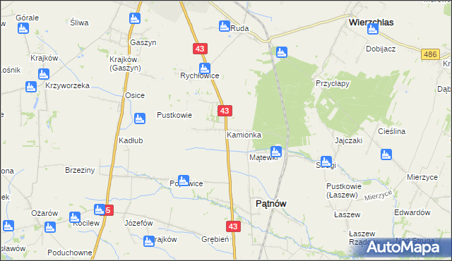 mapa Kamionka gmina Pątnów, Kamionka gmina Pątnów na mapie Targeo