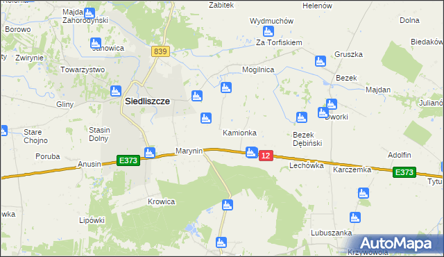 mapa Kamionka gmina Siedliszcze, Kamionka gmina Siedliszcze na mapie Targeo