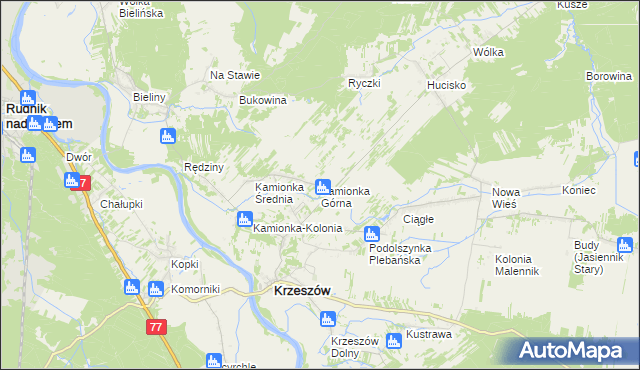 mapa Kamionka Górna, Kamionka Górna na mapie Targeo